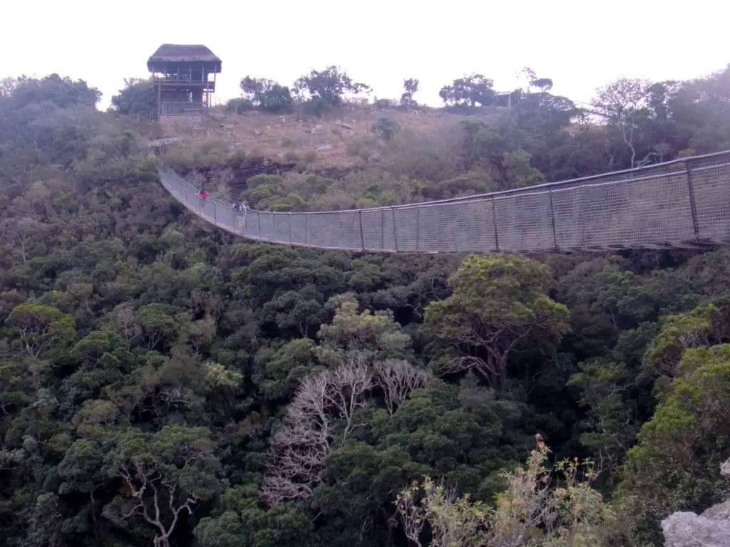 Make your way up to the suspension bridge and Leopard Rock in the Oribi Gorges in South Africa