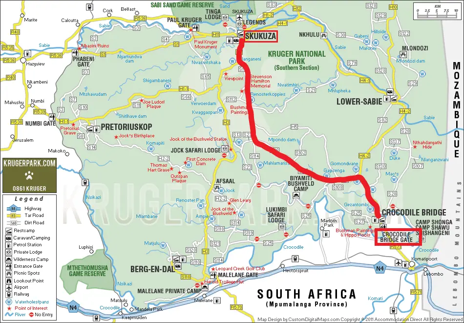 Road trip du Kruger National Park jusqu'au Swaziland (ou Eswatini) : sortir de la réserve à Crocodile Bridge Gate 